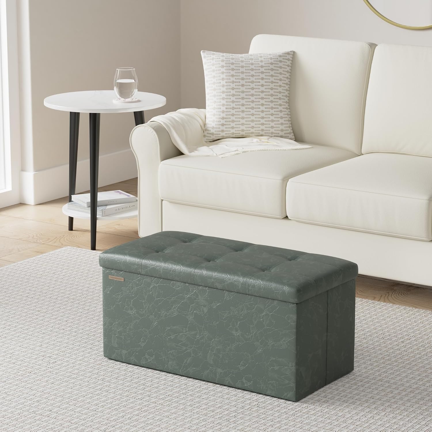 Folding Storage Ottoman Bench