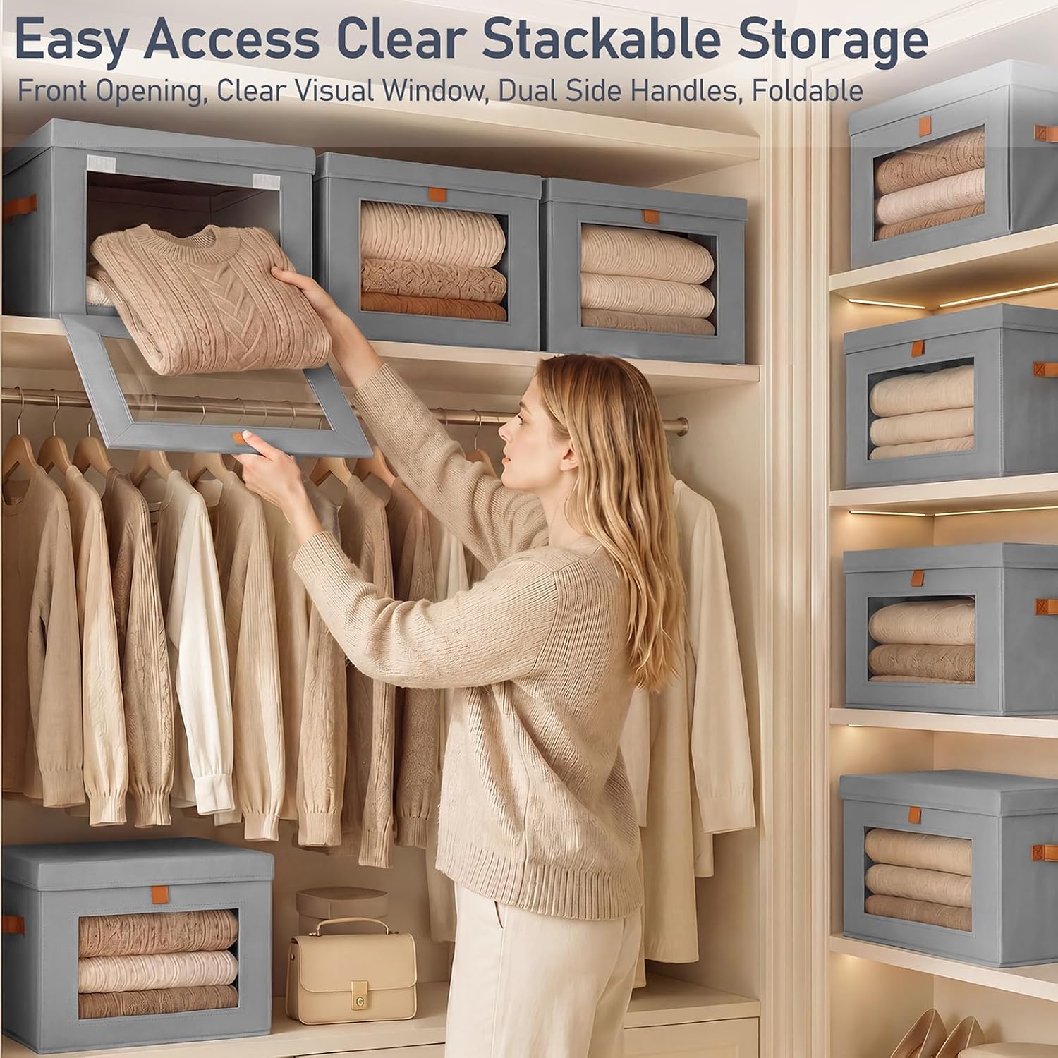 Clear Stackable Sweater Storage Bins