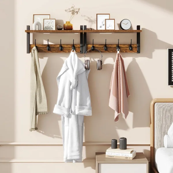 Wall-Mounted Coat Rack with Shelf