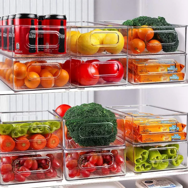 Stackable Clear Refrigerator Organizer Bins