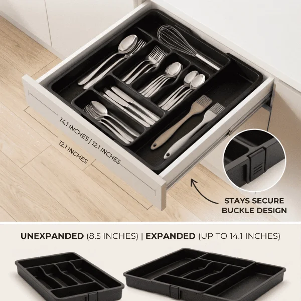 Expandable Kitchen Drawer Organizer Tray