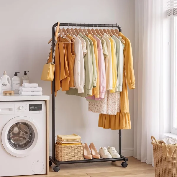Clothing Rack with Storage Mesh Shelf