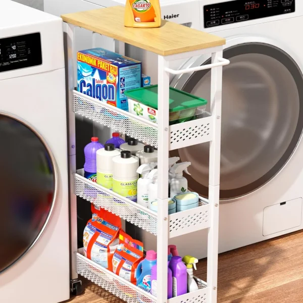 Slim Rolling Laundry Cart