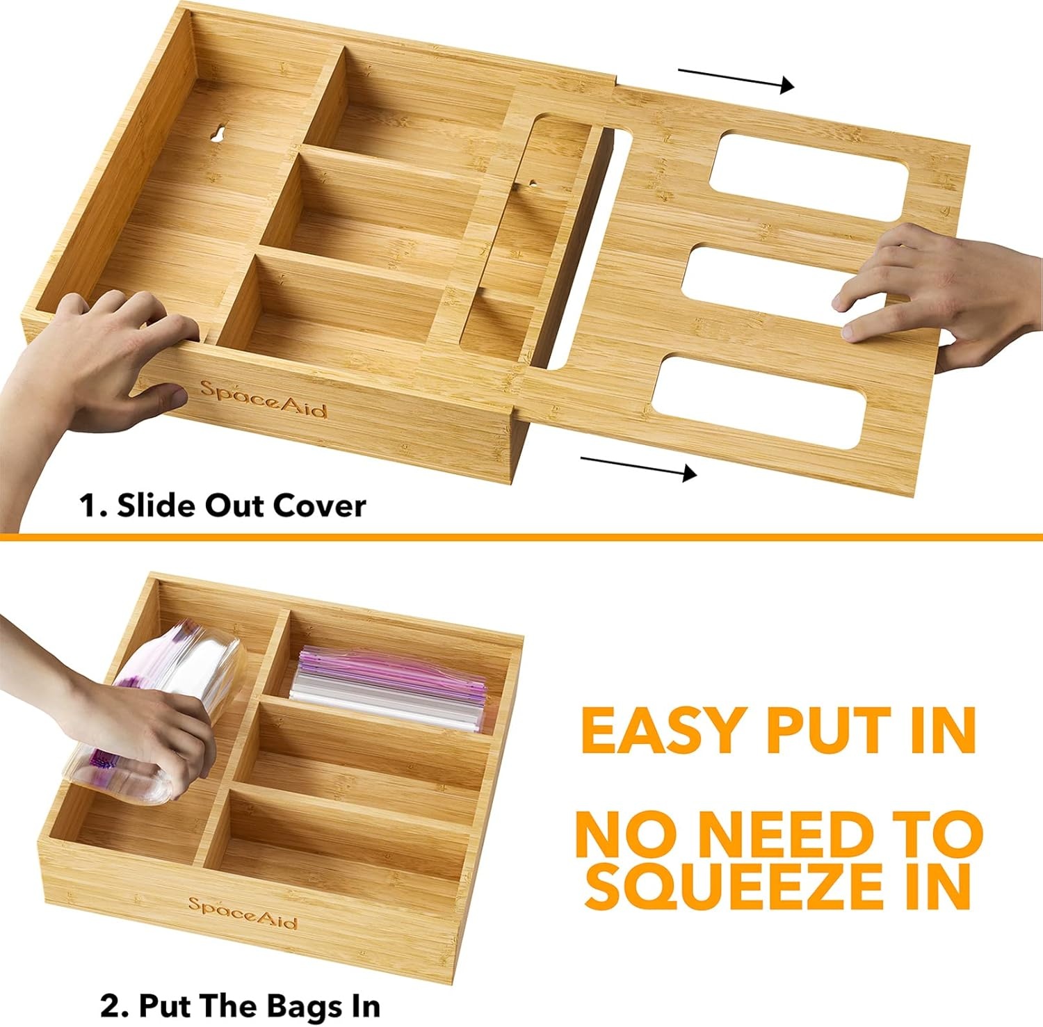 SpaceAid Bamboo Food Storage Bag Organizer
